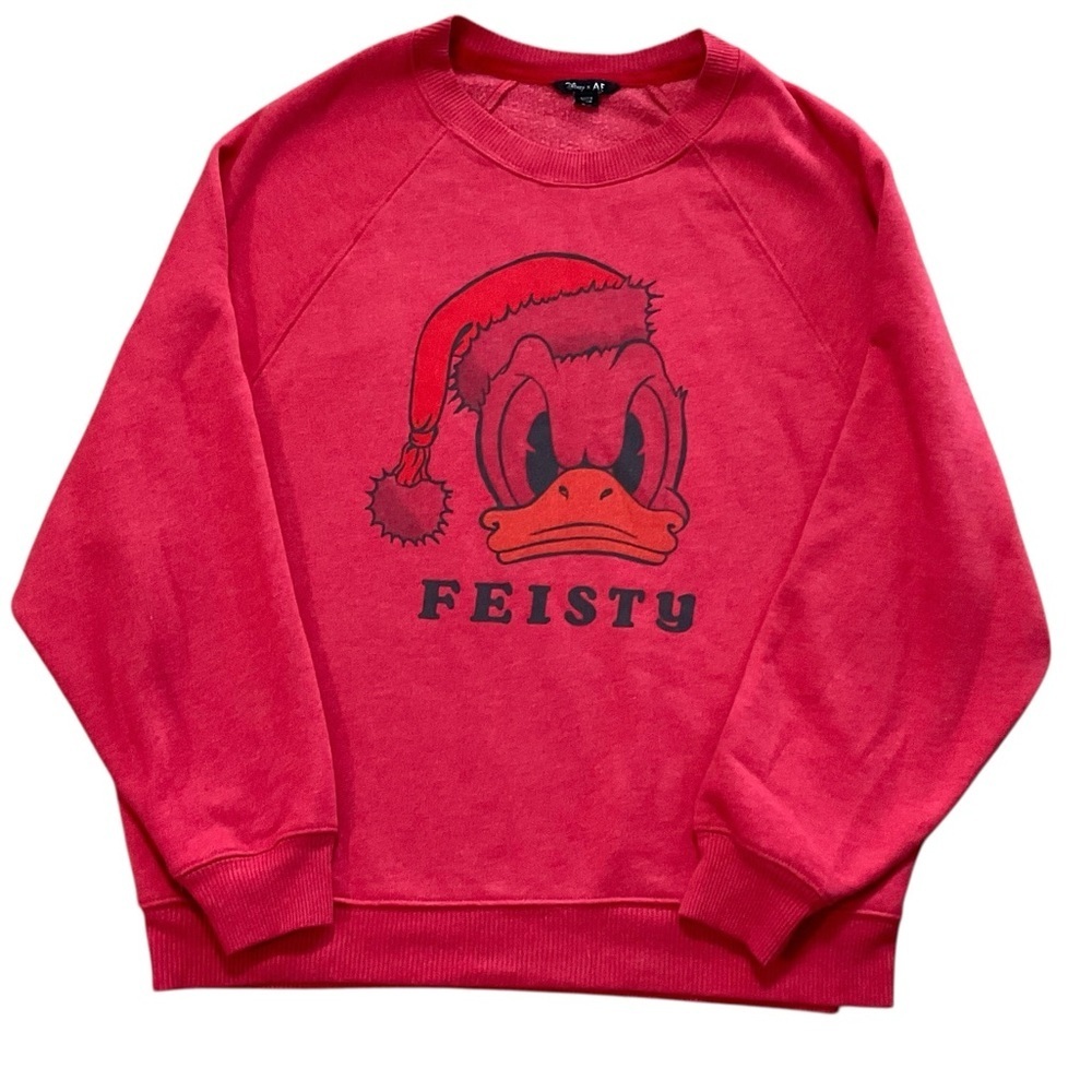 Disney x American Eagle Feisty Donald Duck Red Crewneck Sweatshirt Size Small